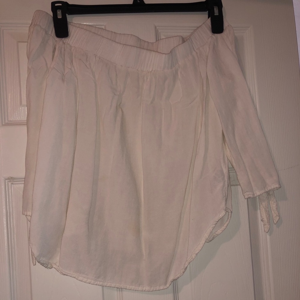 Off the shoulder white top